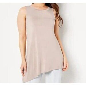 LOGO Layers by Lori Goldstein Asymmetric Hem Tank Top Dolphin Grey,X-Small